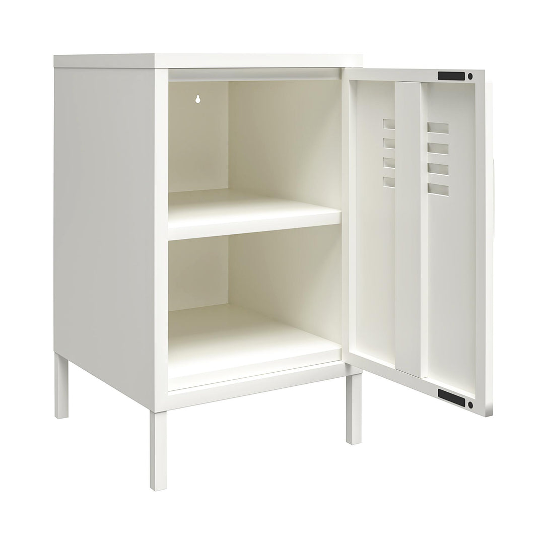 Shadwick 1 Door Metal Locker Style Living Room End Table - White