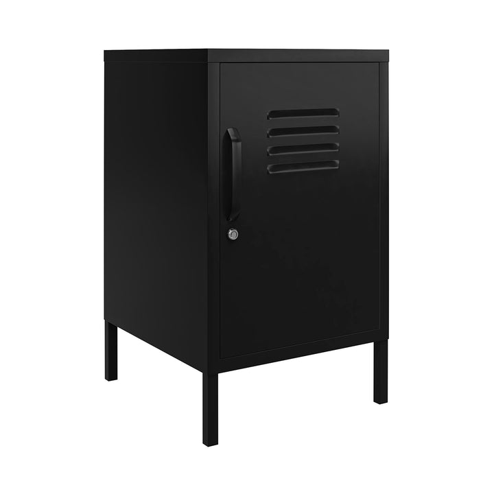 Shadwick 1 Door Metal Locker Style Livingroom End Table - Black