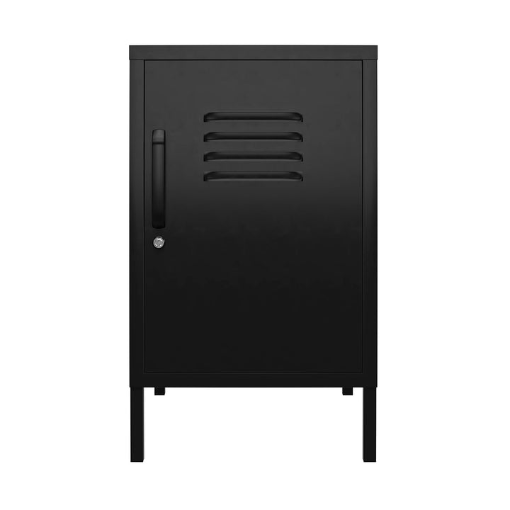 Shadwick 1 Door Metal Locker Style Livingroom End Table - Black