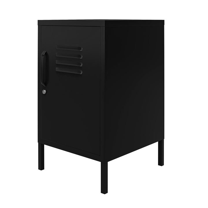 Shadwick 1 Door Metal Locker Style Livingroom End Table - Black