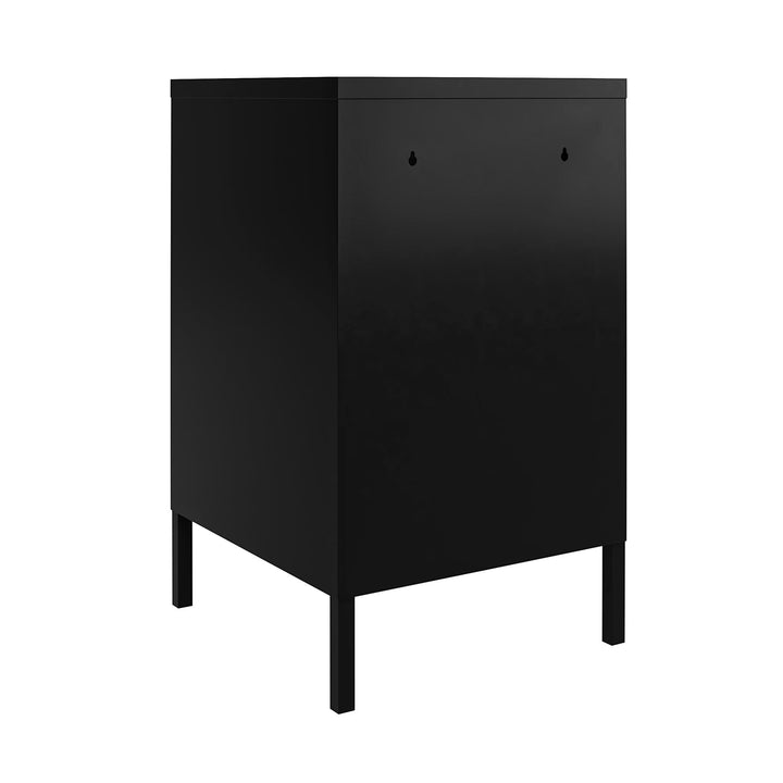 Shadwick 1 Door Metal Locker Style Livingroom End Table - Black