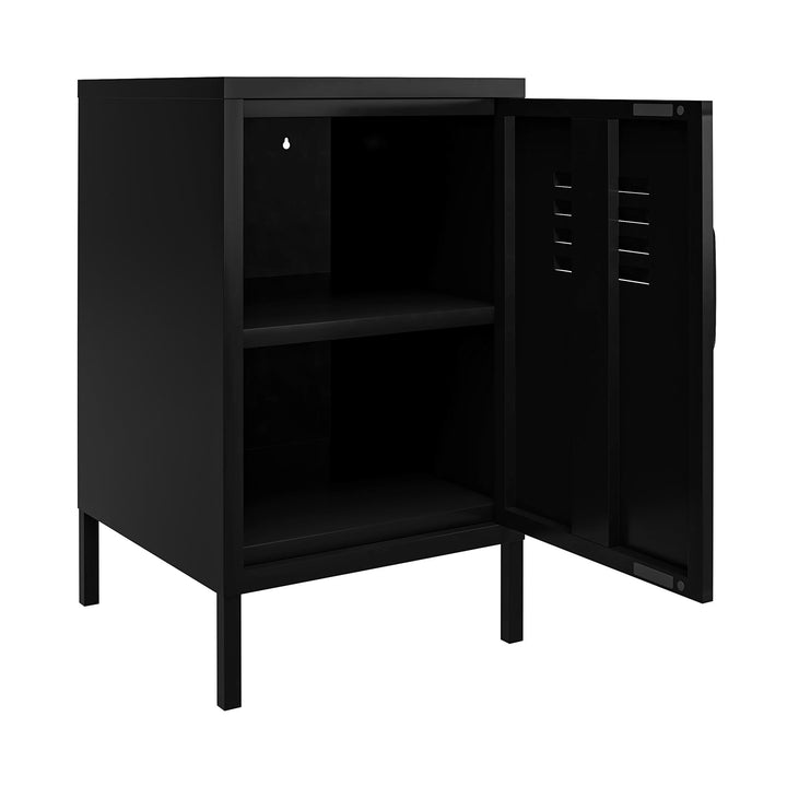 Shadwick 1 Door Metal Locker Style Livingroom End Table - Black
