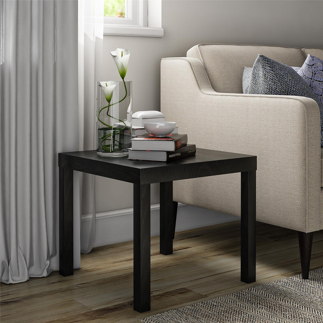 Parsons Hollow Core End Table with Large Top - Black