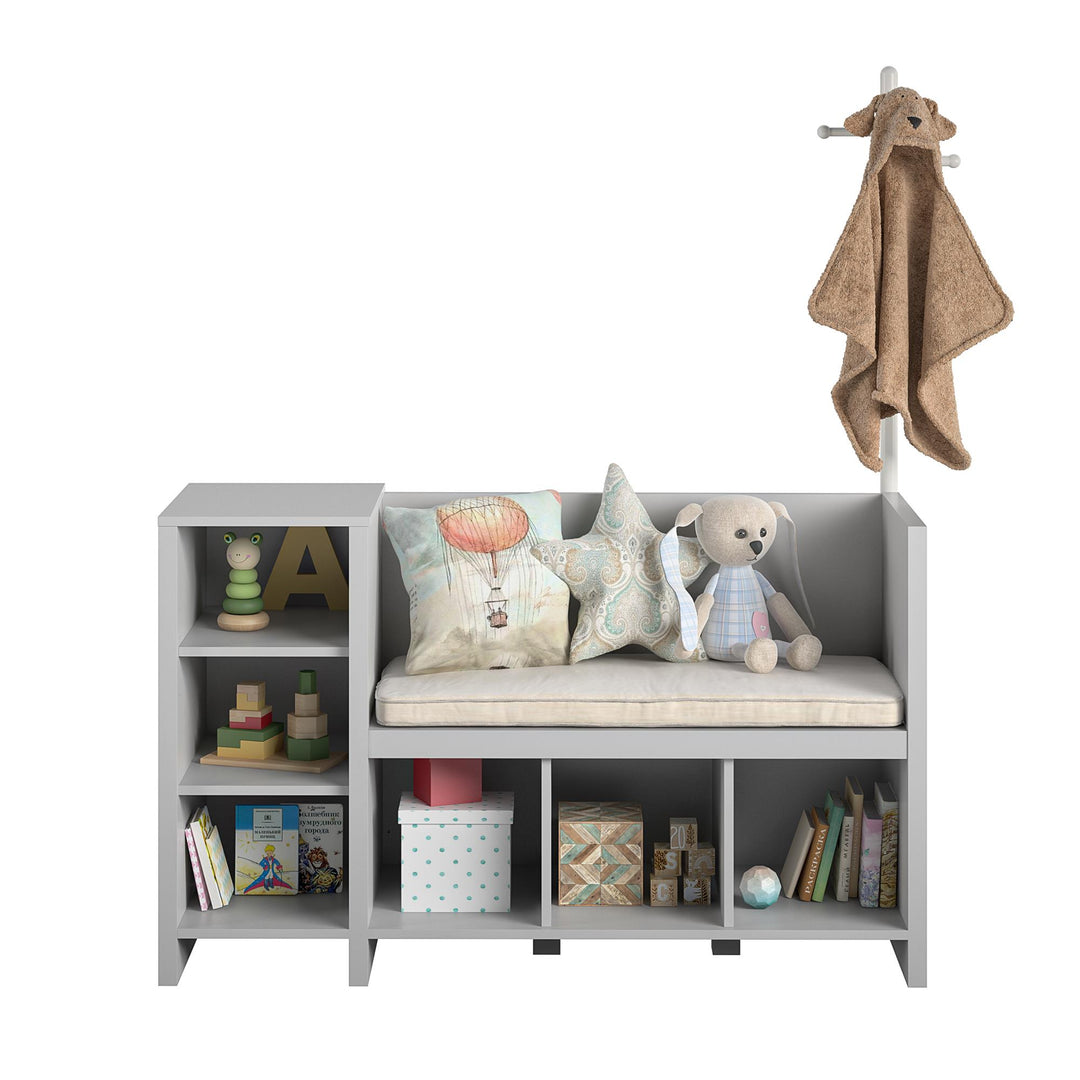Jocelyn Storage Bench and Coat Rack with 6 Shelves - Dove Gray