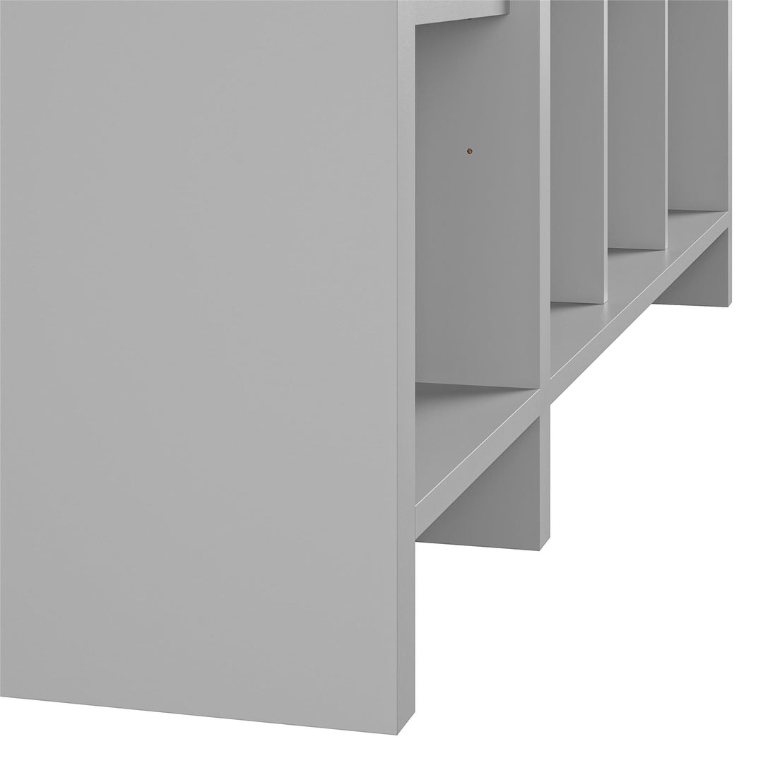 Jocelyn Storage Bench and Coat Rack with 6 Shelves - Dove Gray