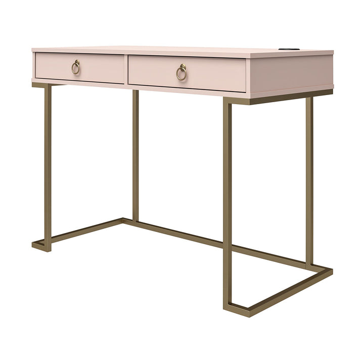 Elegant Gold Base Writing Desk -  Pink