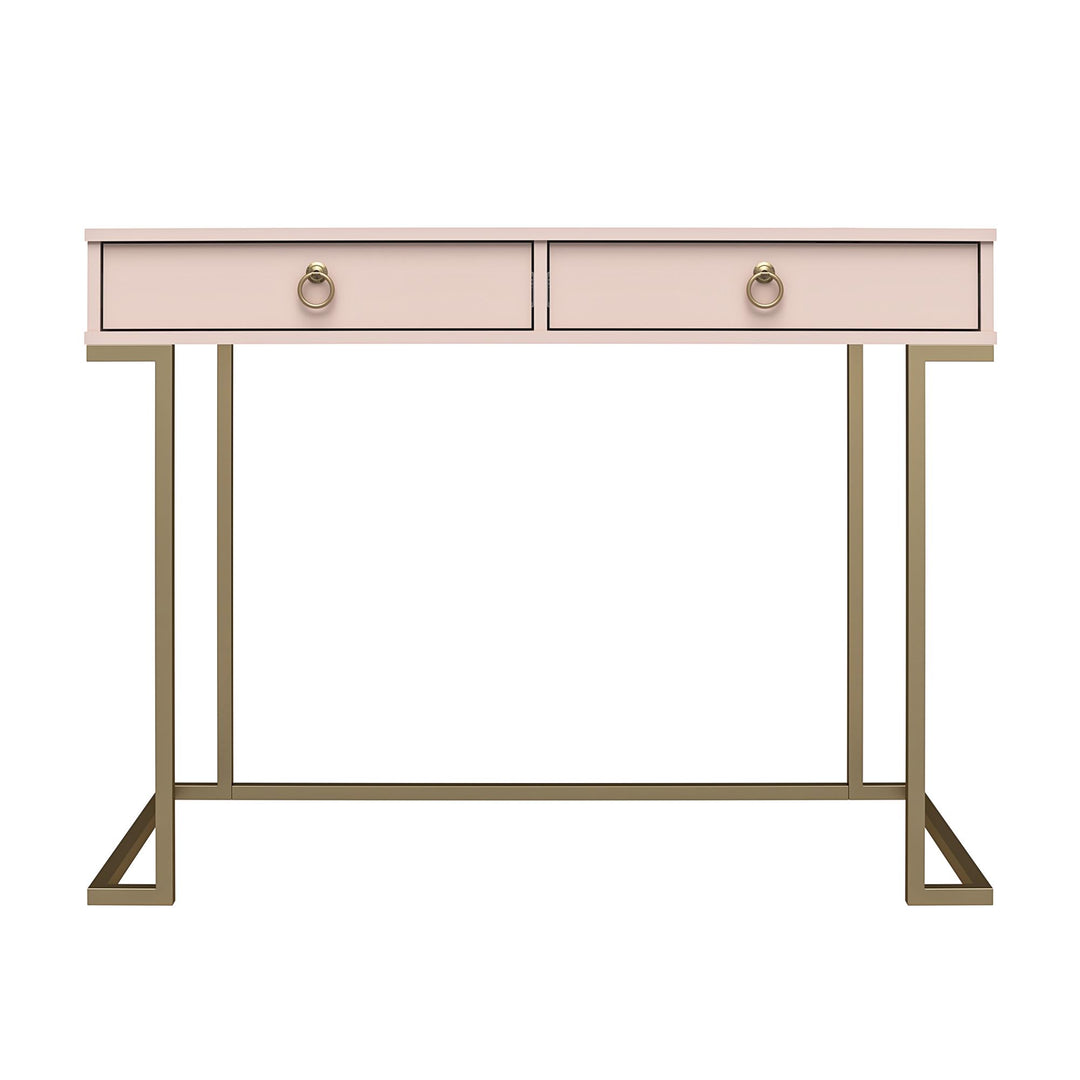 Two Drawer Desk with Gold Base -  Pink