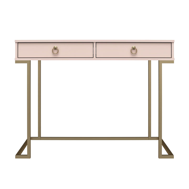 Two Drawer Desk with Gold Base -  Pink