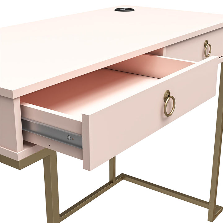 Stylish Writing Desk with Two Drawers -  Pink