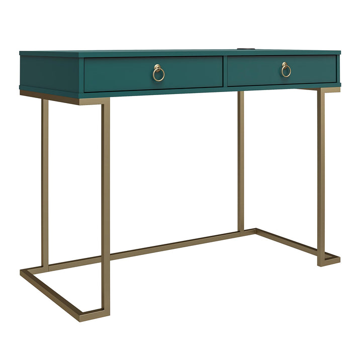 Modern Writing Desk with Storage -  Emerald Green
