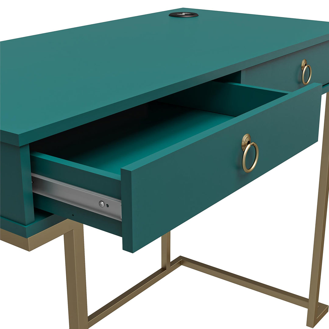Camila Desk with Two Drawers -  Emerald Green