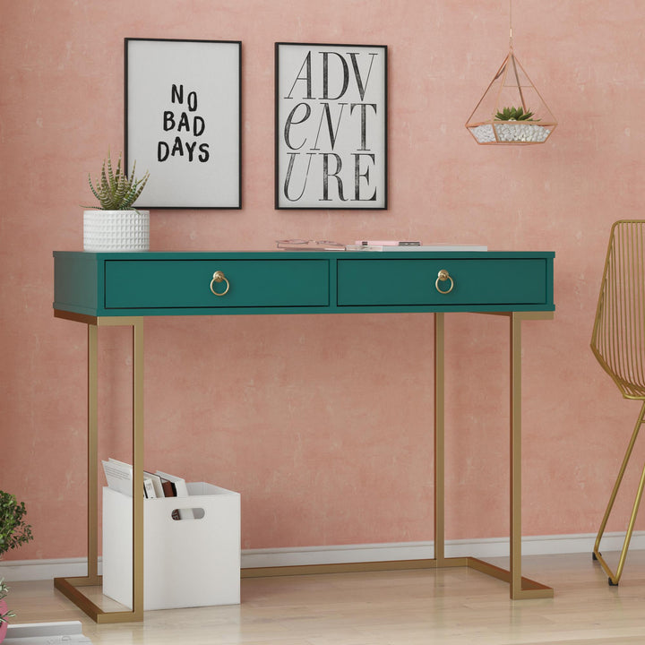 Home Office Furniture with Gold Base -  Emerald Green