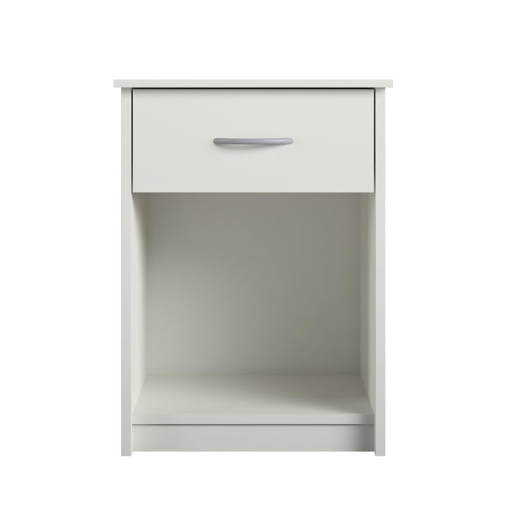 Emy Nightstand with Drawer and Open Cubby - White