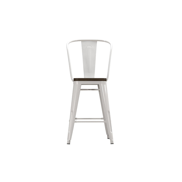 24 Inch Metal Counter Height Bar Stool -  White