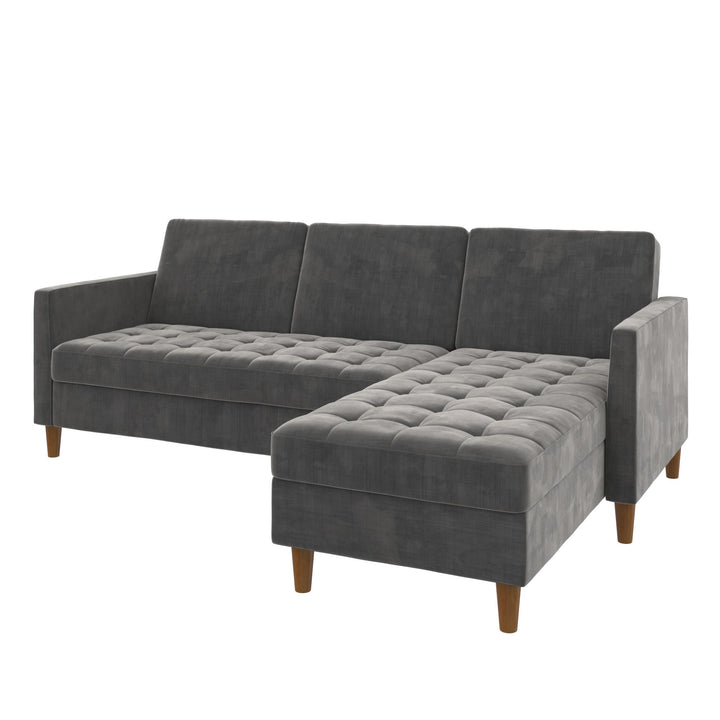 Presley Reversible Storage Sectional Futon with Interchangeable Chaise - Dark Gray
