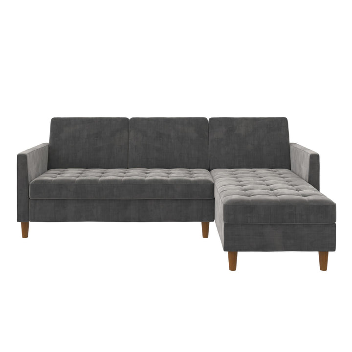Presley Reversible Storage Sectional Futon with Interchangeable Chaise - Dark Gray