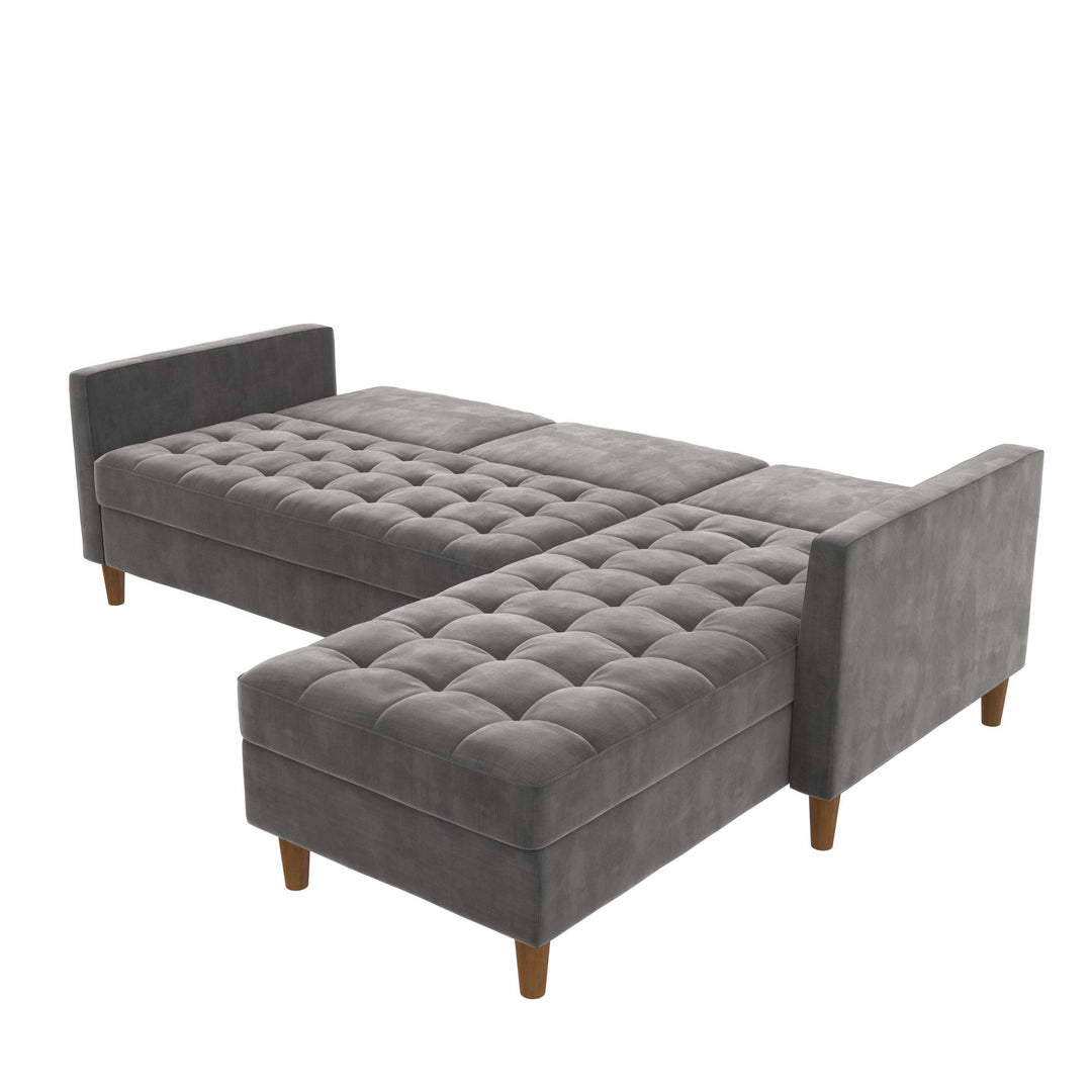 Presley Reversible Storage Sectional Futon with Interchangeable Chaise - Dark Gray