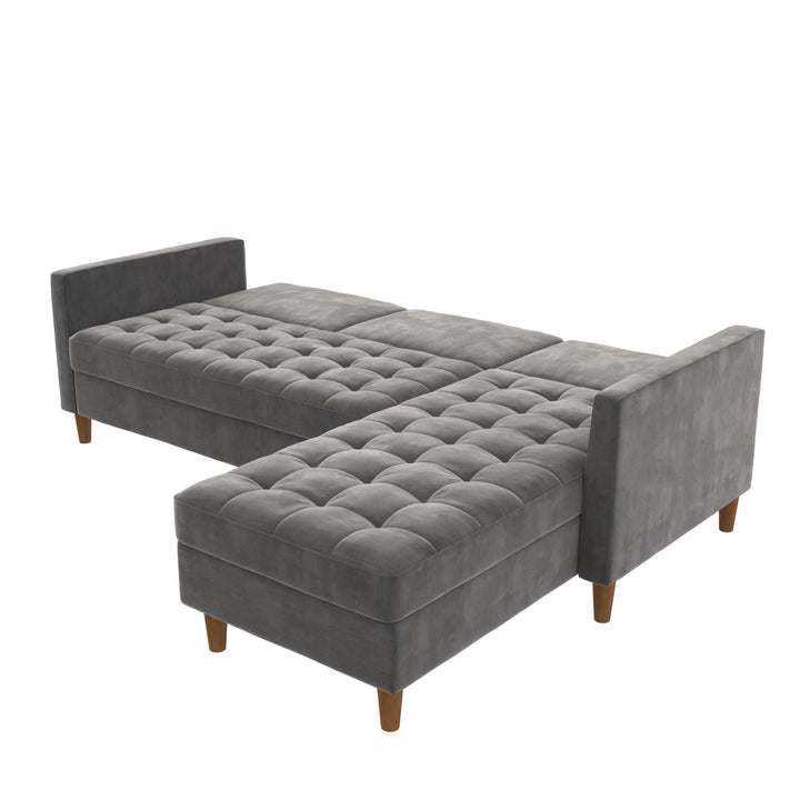 Presley Reversible Storage Sectional Futon with Interchangeable Chaise - Dark Gray