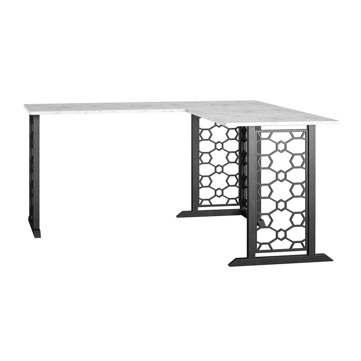 Ella Stylish L Shaped Desk -  White marble