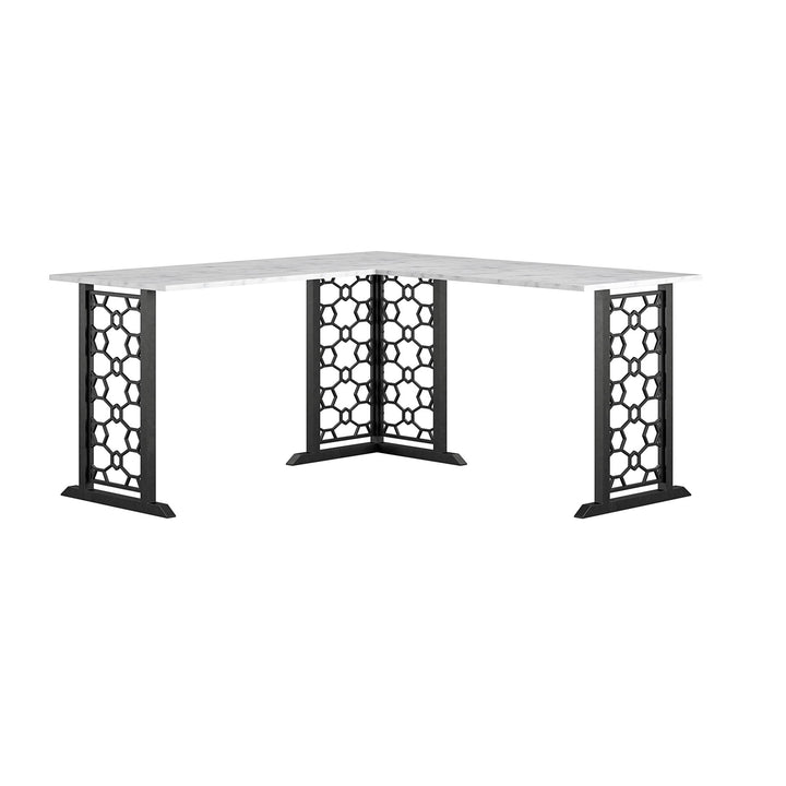 Ella Modern L Shaped Desk -  White marble