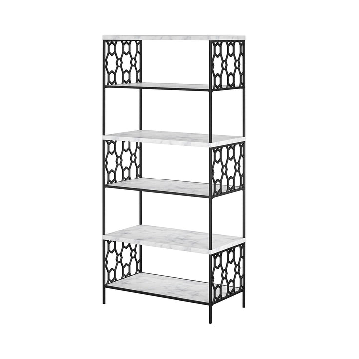 Contemporary 5 Tier Bookcase -  White marble