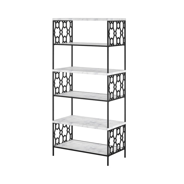 Ella 5 Shelf Bookcase - White marble