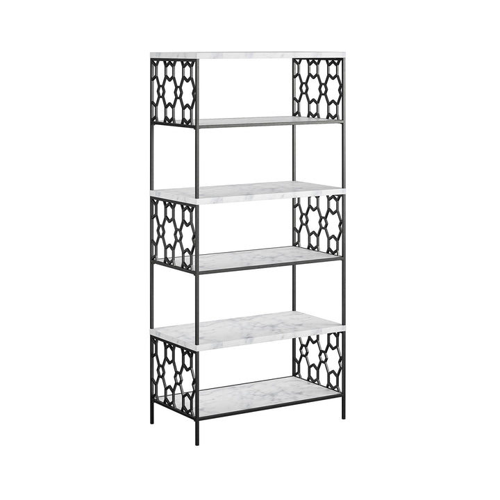 Ella 5 Shelf Bookcase  -  White marble