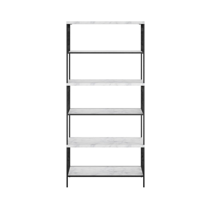 Ella Bookcase with Open Shelves -  White marble