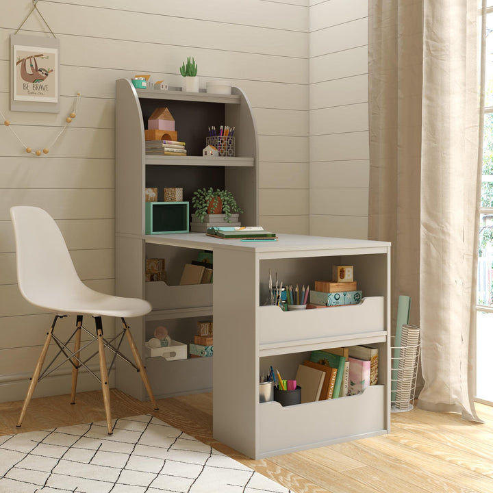 Jocelyn Multifunctional Storage Desk with 6 Shelves - Dove Gray