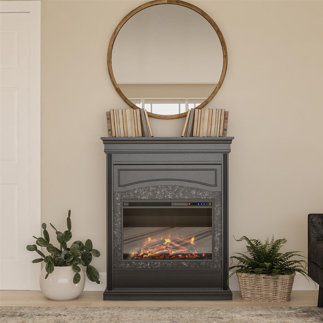 Lamont Electric Fireplace Mantel with 26 Inch Fireplace Insert - Black