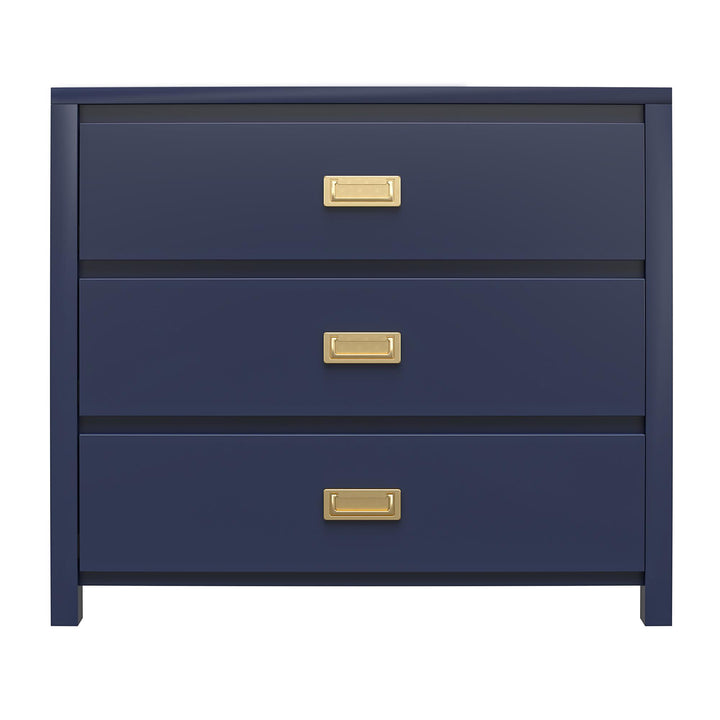 Monarch Hill Haven 3 Drawer Dresser with Gold Drawer Pulls  -  Navy