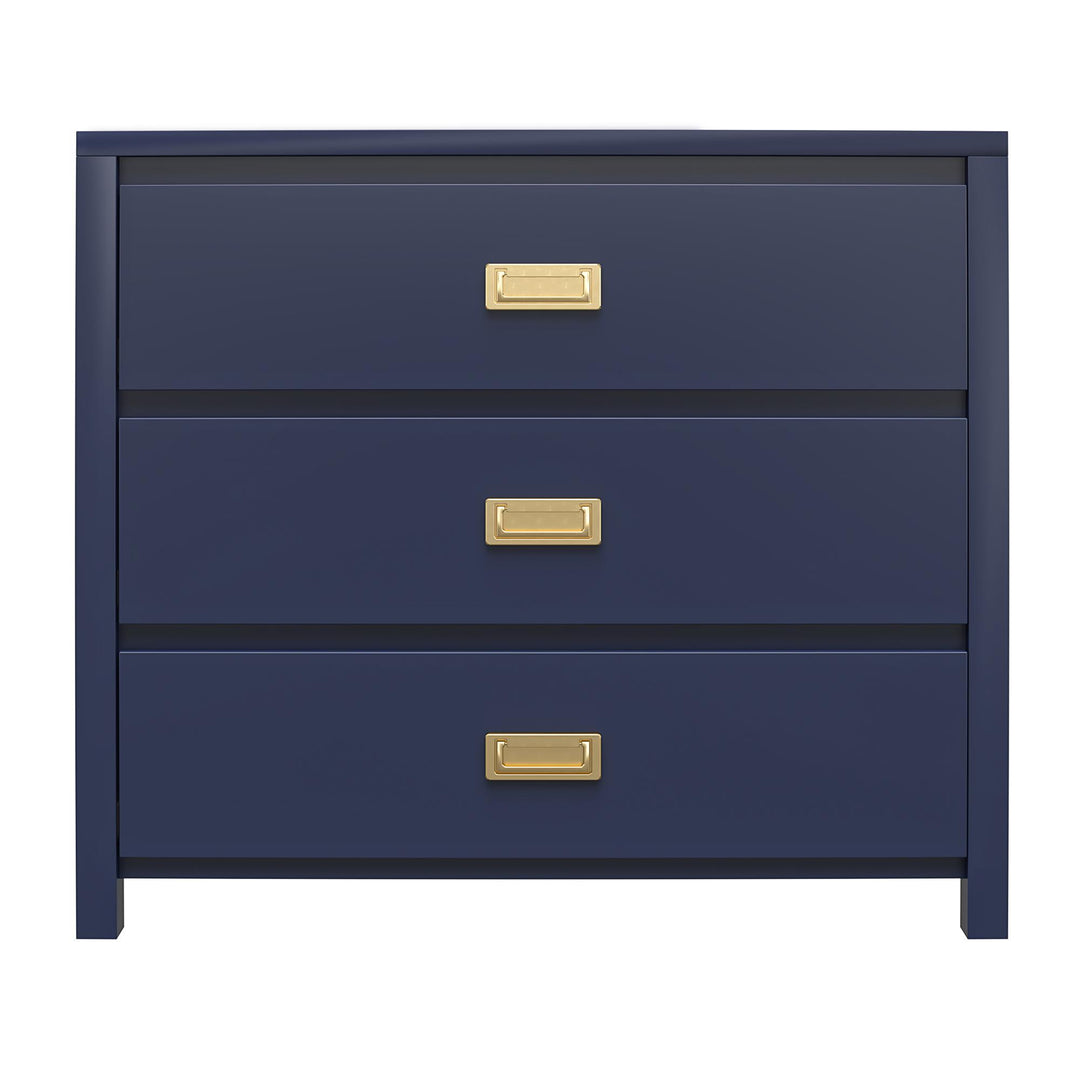 Monarch Hill Haven 3 Drawer Dresser with Gold Drawer Pulls  -  Navy