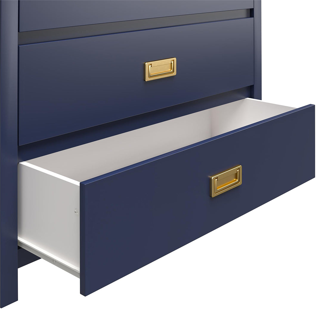 Attractive 3 drawer dresser with gold pulls -  Navy