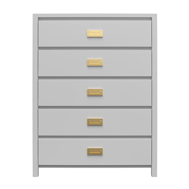 Monarch Hill Haven 5 Drawer Dresser with Gold Drawer Pulls  -  Dove Gray