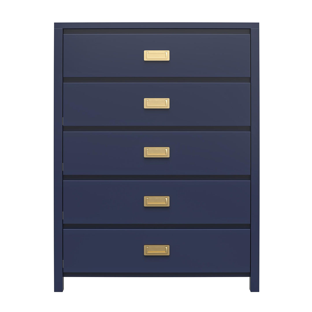 Monarch Hill Haven 5 Drawer Dresser with Gold Drawer Pulls  -  Navy