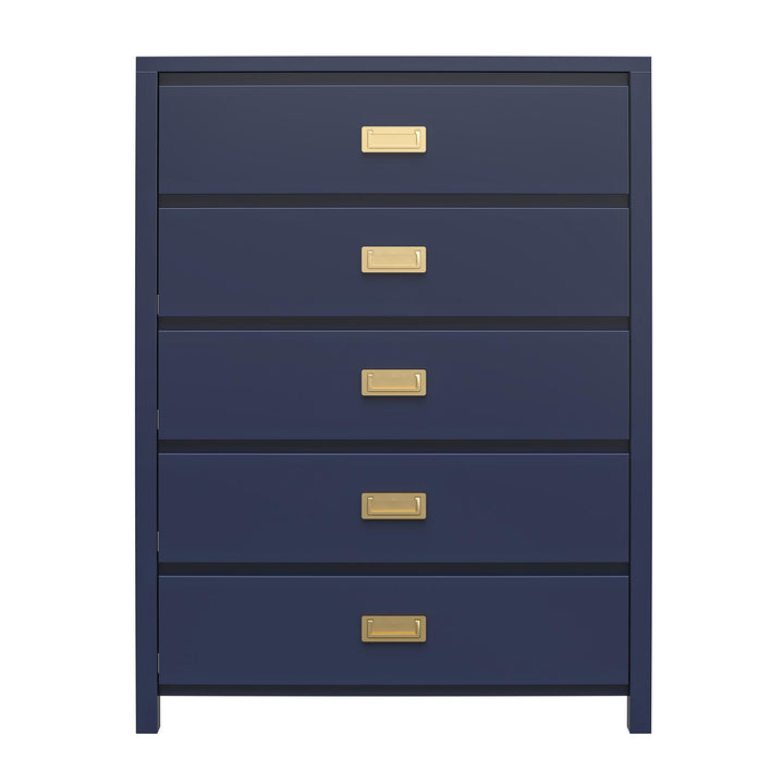 Monarch Hill Haven 5 Drawer Dresser with Gold Drawer Pulls  -  Navy