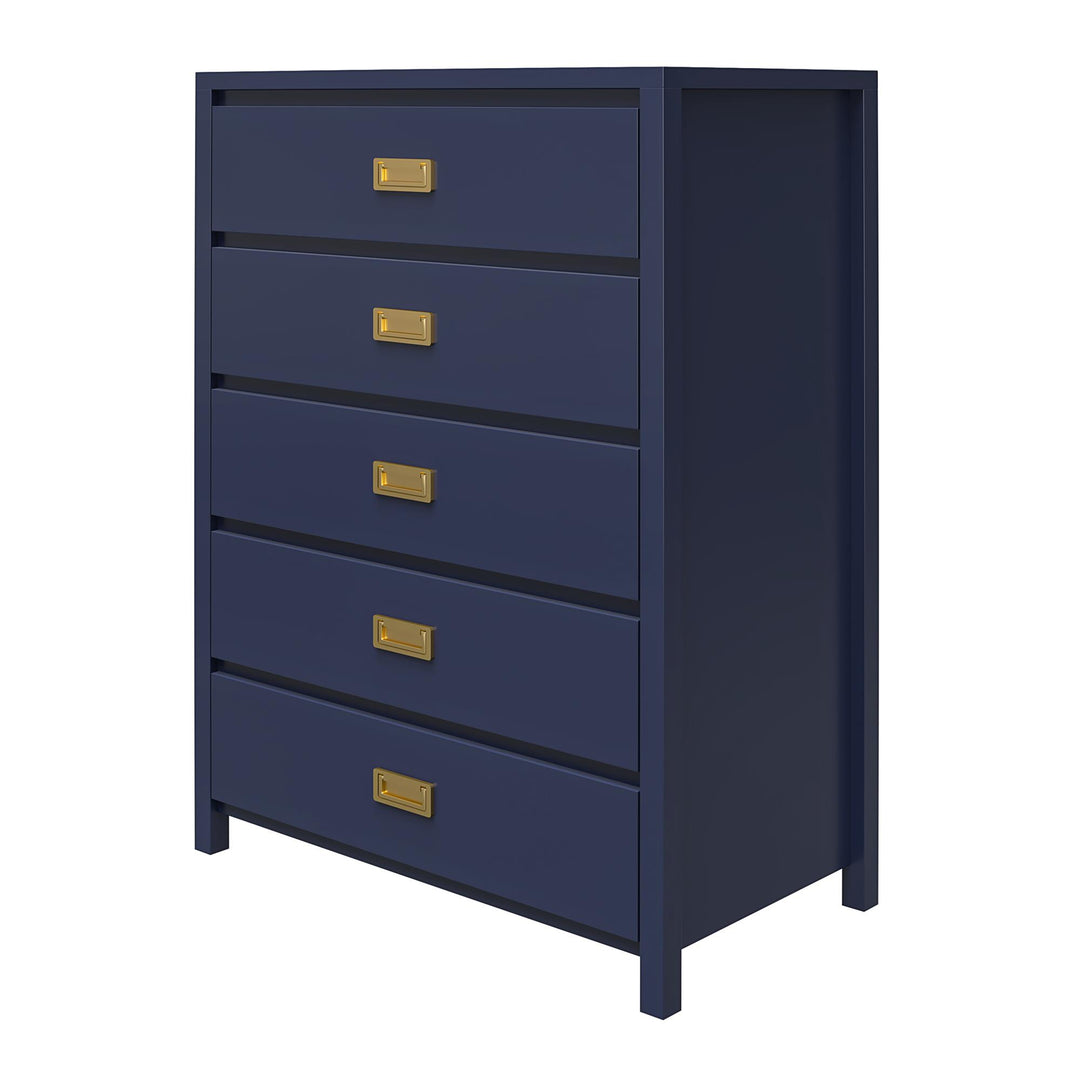 Dresser with Gold Drawer Pulls -  Navy