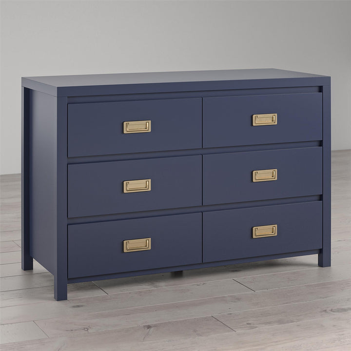 Monarch Hill Haven 6 Drawer Dresser with Gold Drawer Pulls - Navy