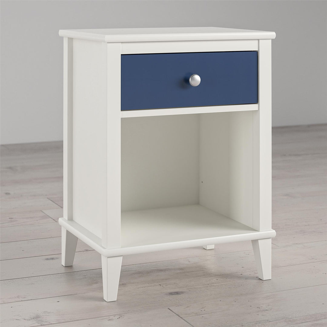 Wooden Nightstand with 2 Sets of Knobs -  Blue