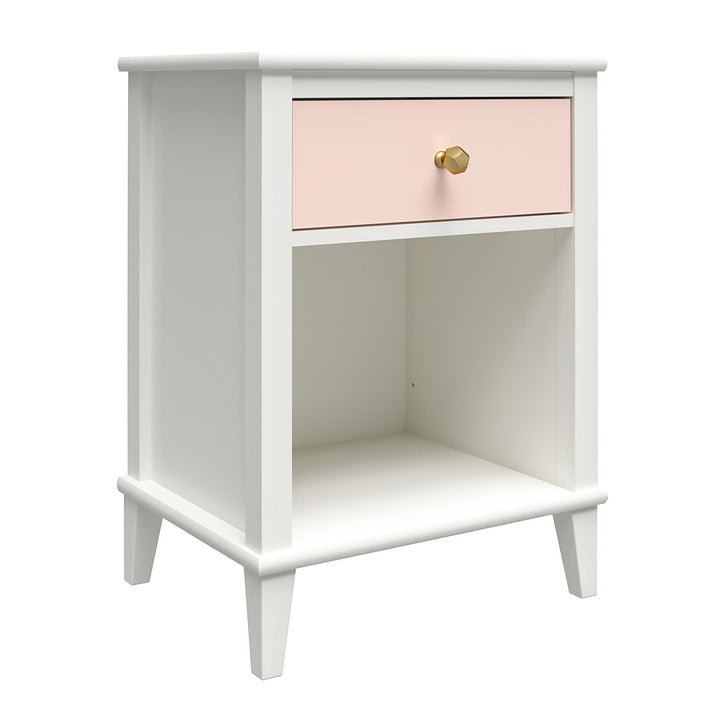 Elegant Nightstand with 2 Sets of Knobs -  Peach