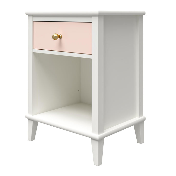 Nightstand with Sturdy Construction and Knobs -  Peach