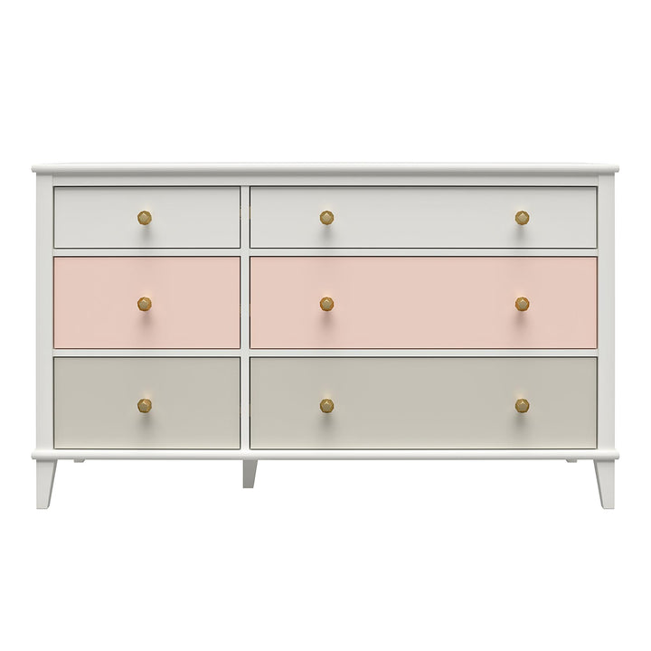 Attractive dresser with multiple knob sets -  Peach