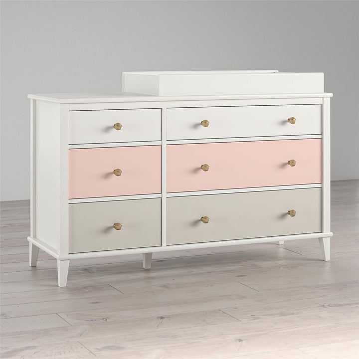 Monarch Hill Poppy 6 Drawer Changing Table with 2 Sets of Knobs - Peach