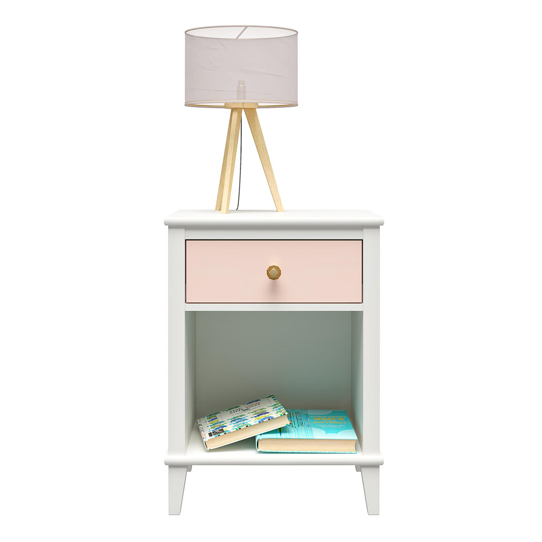 Nightstand with Interchangeable Knobs -  Peach
