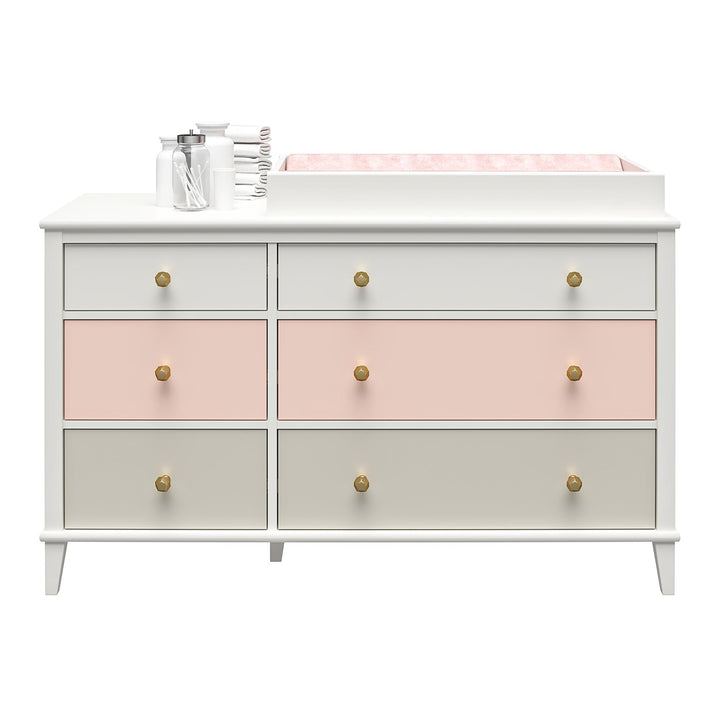 Monarch Hill Poppy 6 Drawer Changing Table with 2 Sets of Knobs - Peach