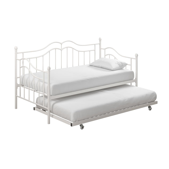 Tokyo Metal Daybed and Trundle Set with Metal Slats - White - Twin