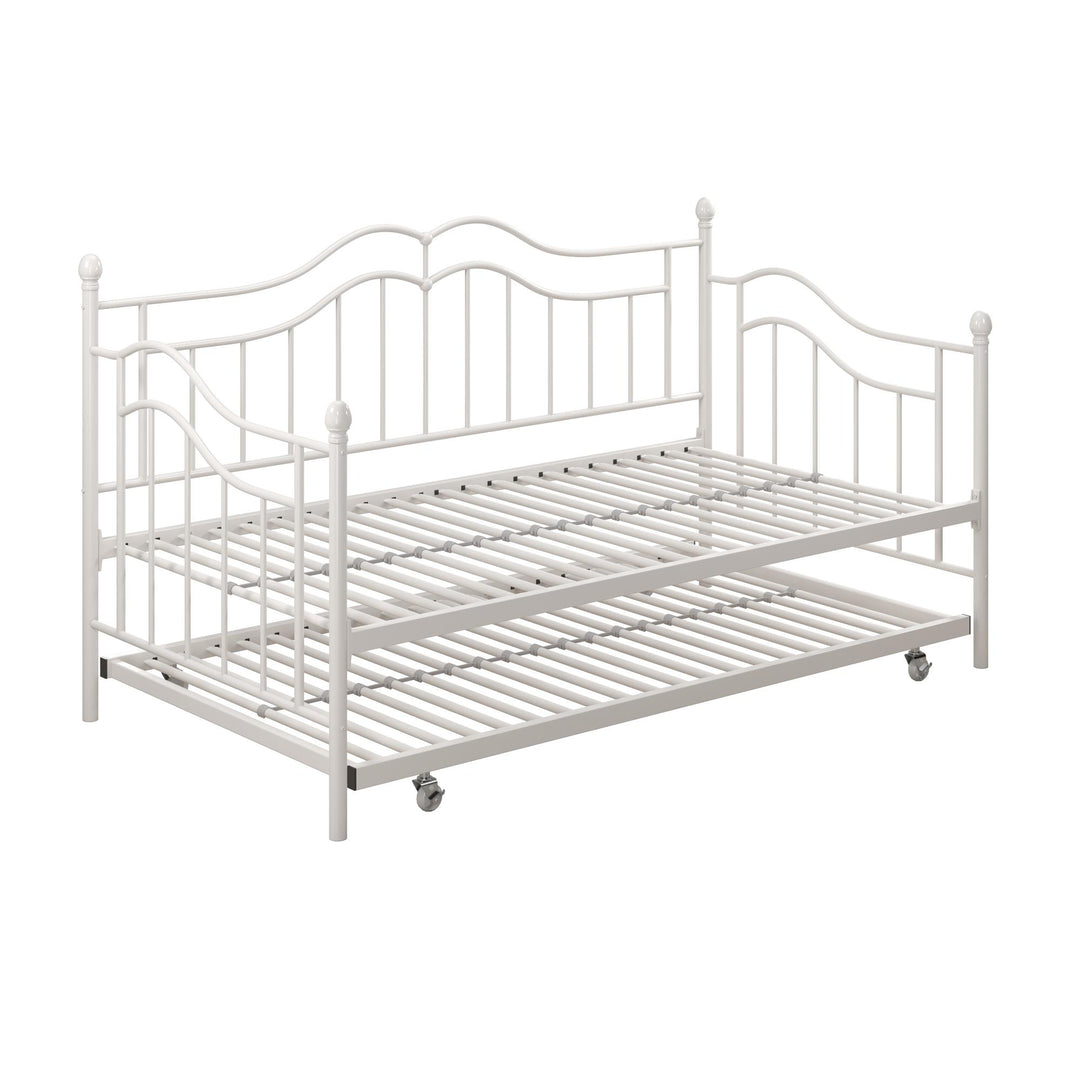 Tokyo Metal Daybed and Trundle Set with Metal Slats - White - Twin