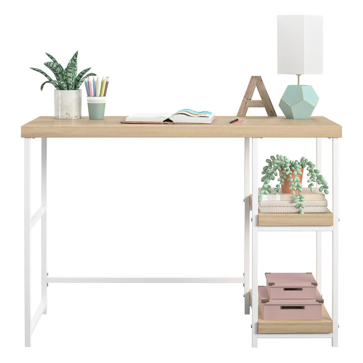 Kimberly Kids Desk with Reversible Shelves and Large Work Surface - Blonde Oak