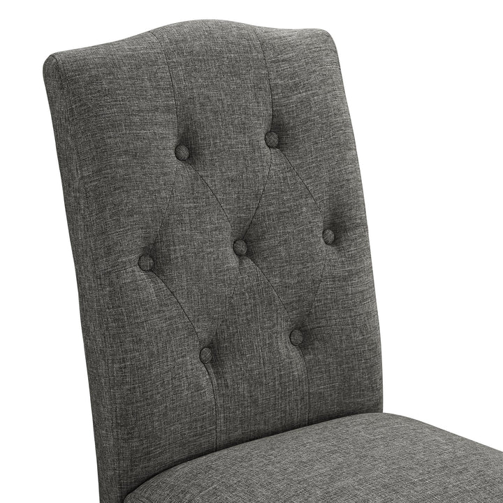 Armless tufted chair for bedroom - Grey Linen