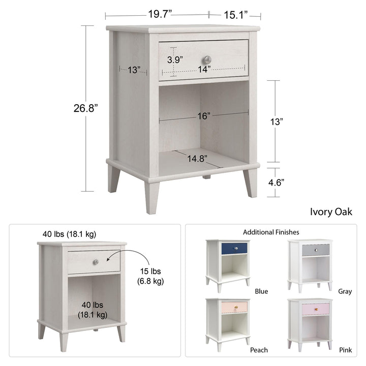 Contemporary Nightstand with 2 Sets of Knobs -  Peach